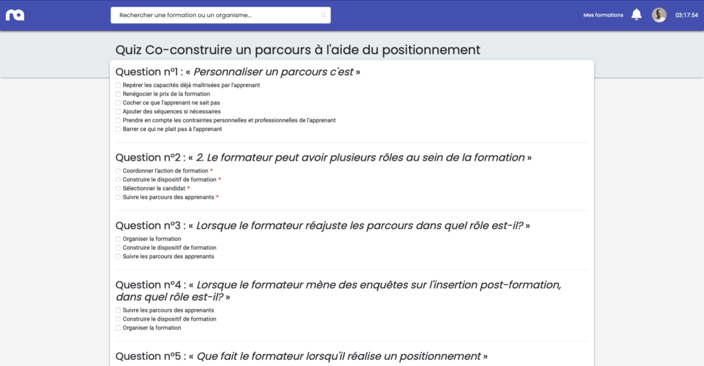 QCM formation en e-learning-comment le e-learning a changé ma vie d'apprenant