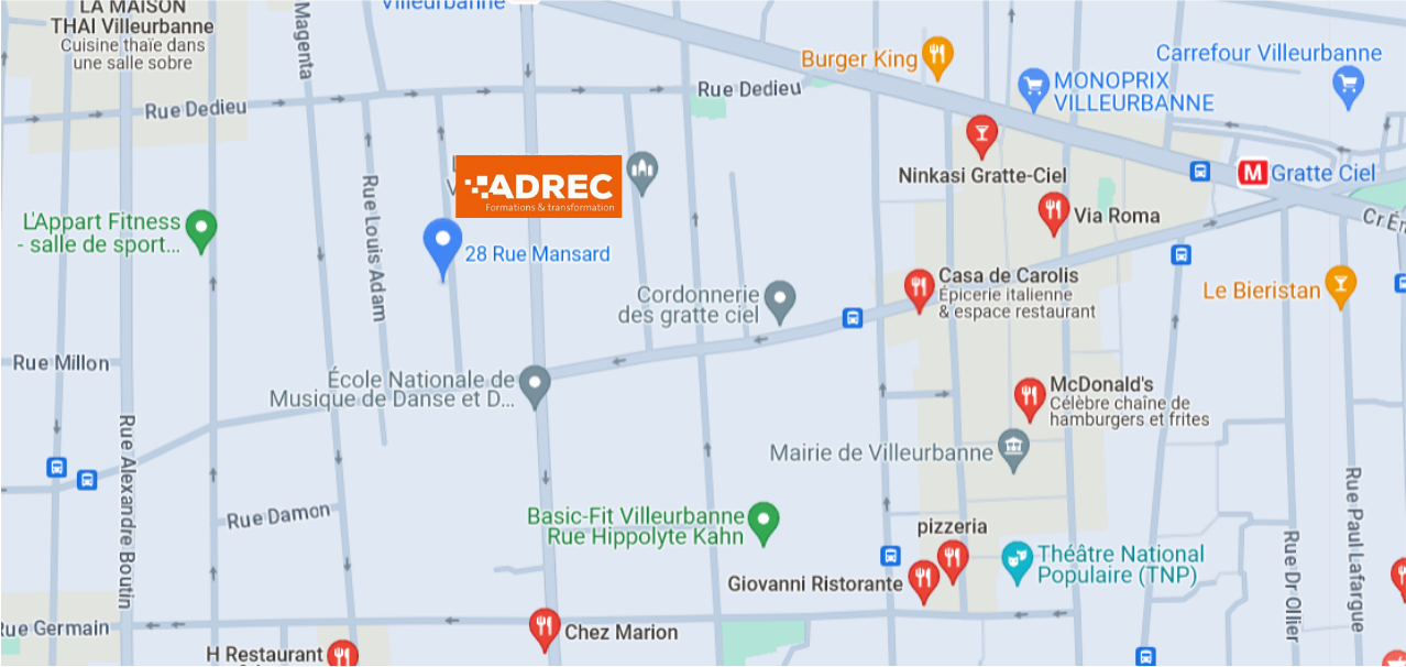 Plan centre de formation Adrec - Villeurbanne